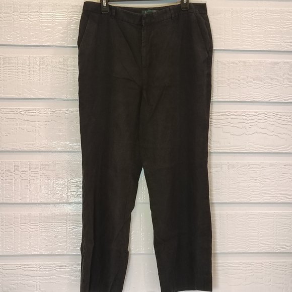 Ralph Lauren Denim - Lauren Ralph Lauren Women Pants 14P Black 100% Linen Dress Pockets Career Office